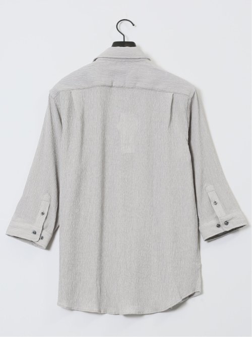 楊柳 ワイドカラー7分袖シャツ