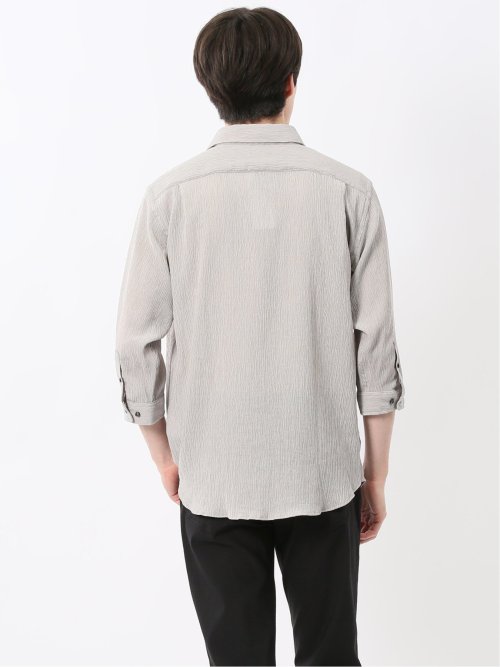 楊柳 ワイドカラー7分袖シャツ