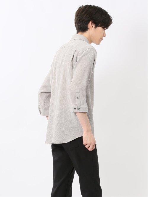 楊柳 ワイドカラー7分袖シャツ