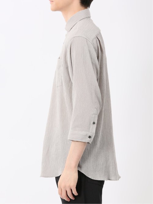 楊柳 ワイドカラー7分袖シャツ