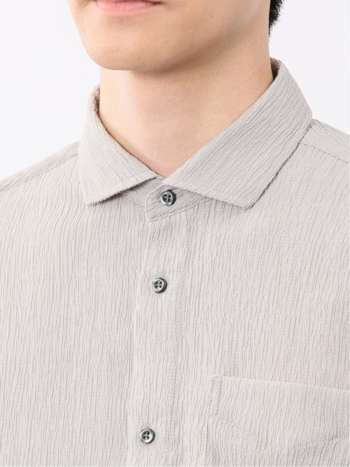 楊柳 ワイドカラー7分袖シャツ