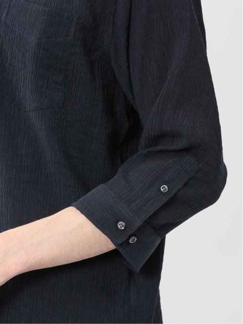 楊柳 ワイドカラー7分袖シャツ