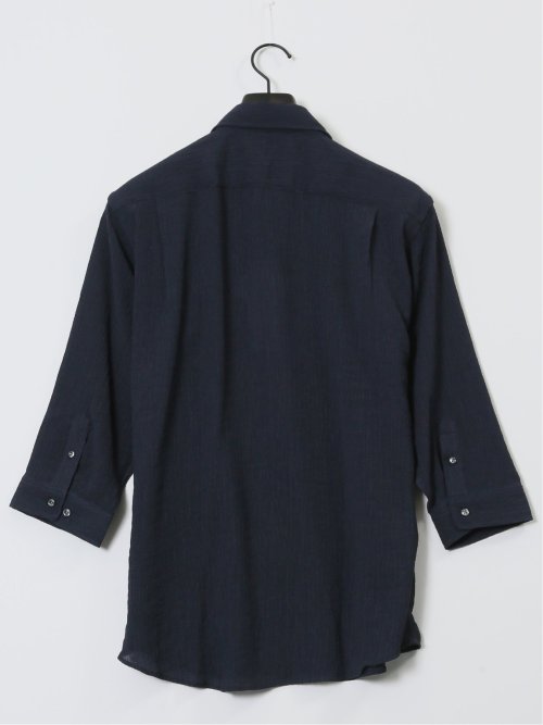 楊柳 ワイドカラー7分袖シャツ