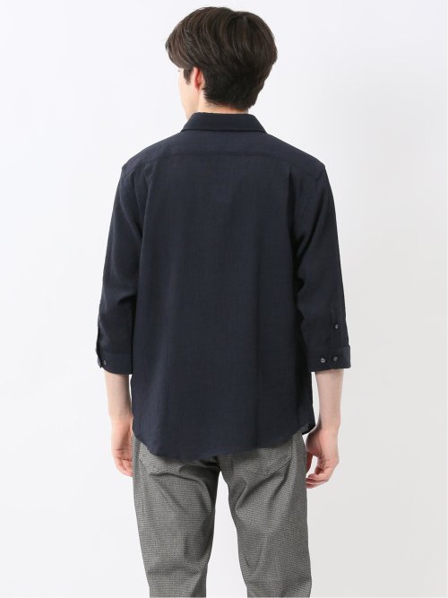 楊柳 ワイドカラー7分袖シャツ