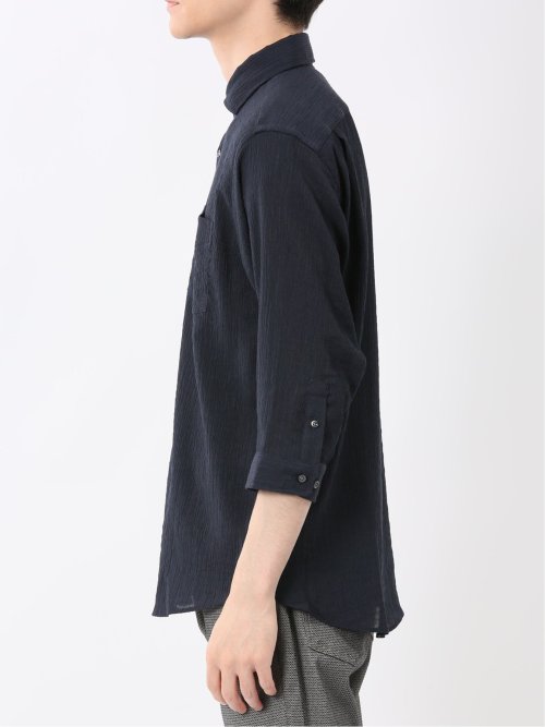 楊柳 ワイドカラー7分袖シャツ