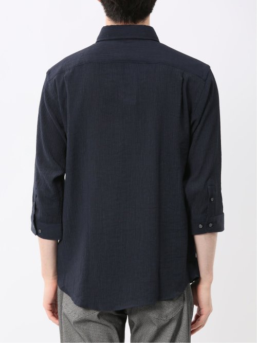 楊柳 ワイドカラー7分袖シャツ