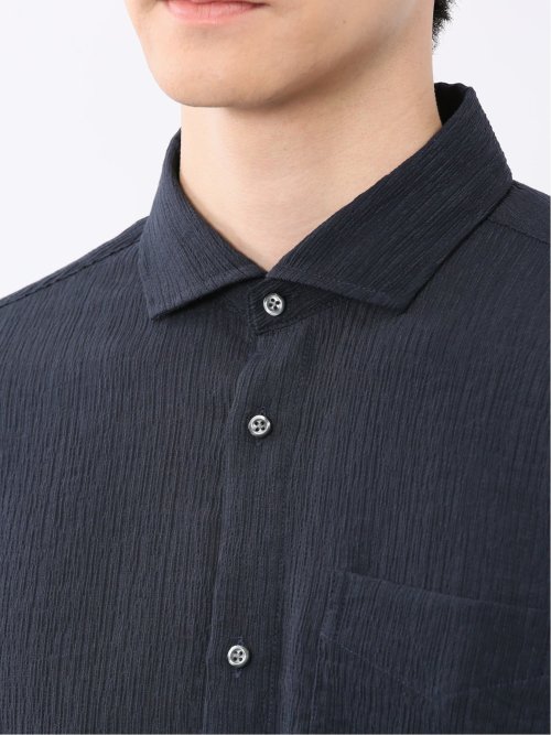 楊柳 ワイドカラー7分袖シャツ