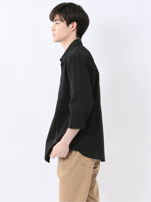 サッカーチェック レギュラーカラー7分袖シャツ