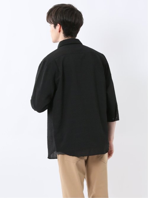 サッカーチェック レギュラーカラー7分袖シャツ