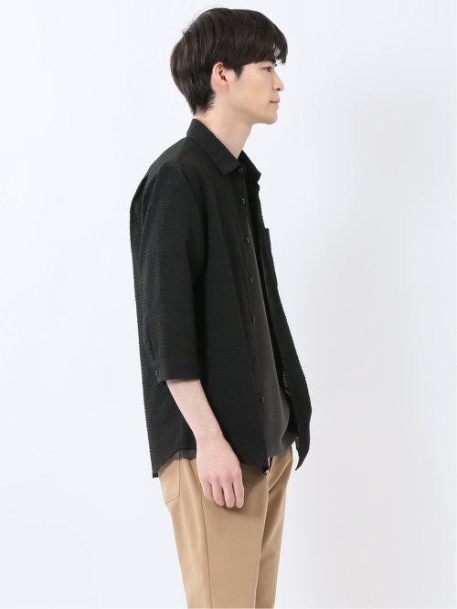 サッカーチェック レギュラーカラー7分袖シャツ