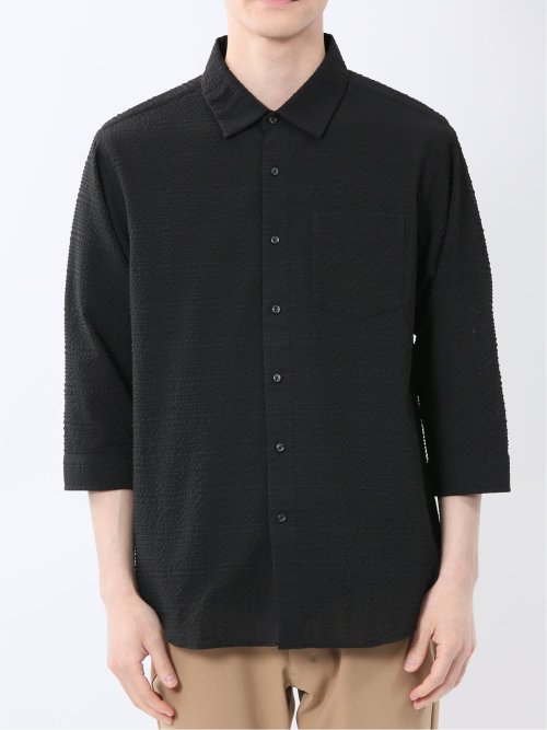 サッカーチェック レギュラーカラー7分袖シャツ