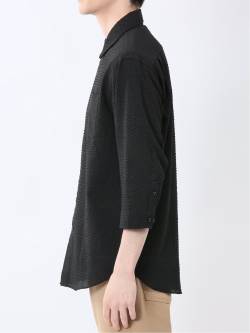 サッカーチェック レギュラーカラー7分袖シャツ