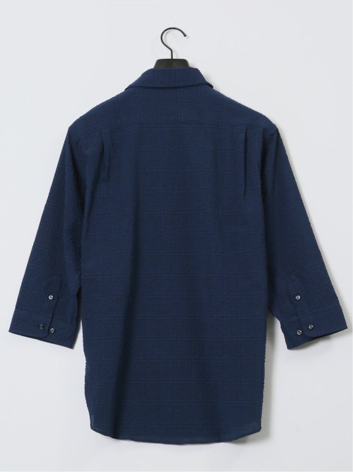 サッカーチェック レギュラーカラー7分袖シャツ