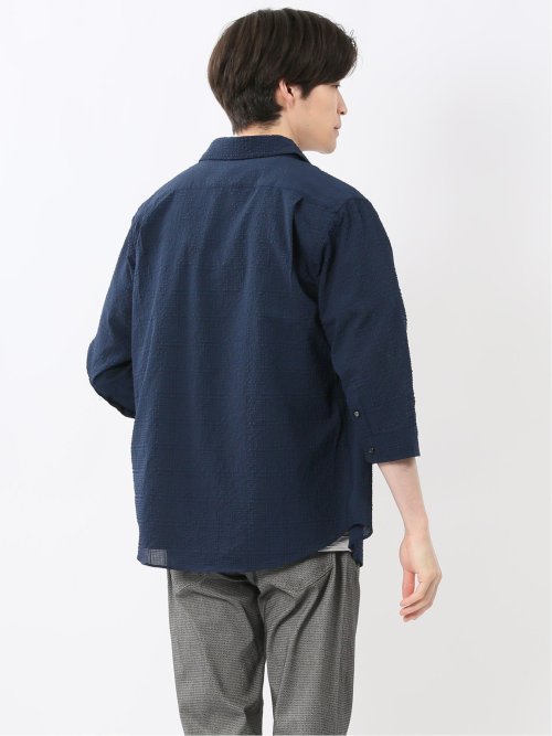 サッカーチェック レギュラーカラー7分袖シャツ