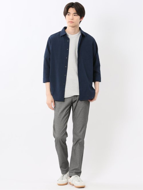 サッカーチェック レギュラーカラー7分袖シャツ