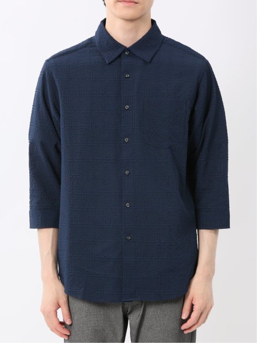 サッカーチェック レギュラーカラー7分袖シャツ