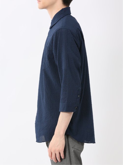 サッカーチェック レギュラーカラー7分袖シャツ