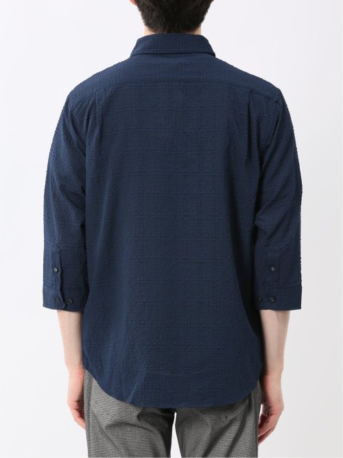 サッカーチェック レギュラーカラー7分袖シャツ