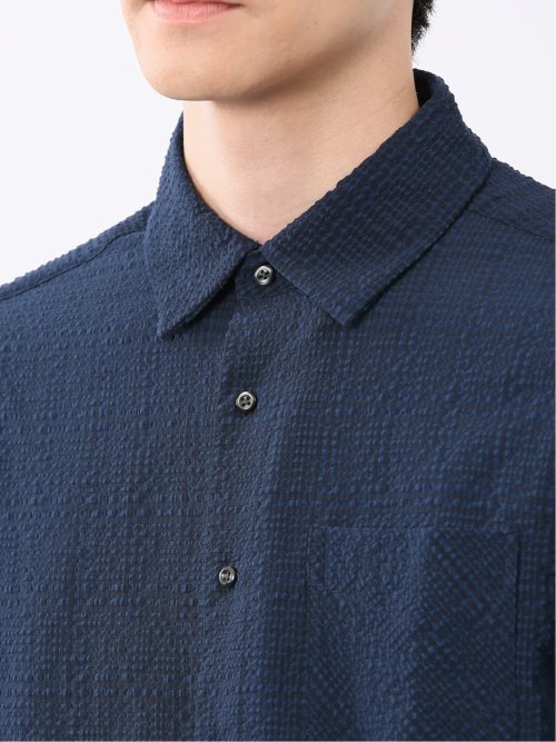 サッカーチェック レギュラーカラー7分袖シャツ