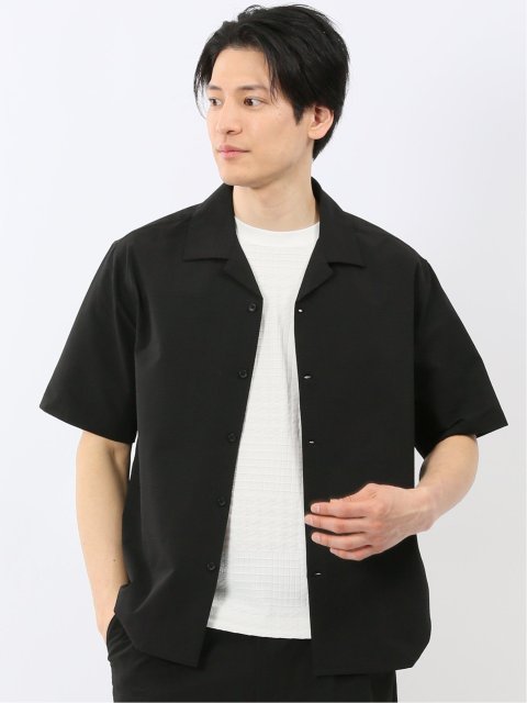 軽量 ドライ サッカー オープンカラー 半袖 シャツ(セットアップ可能)