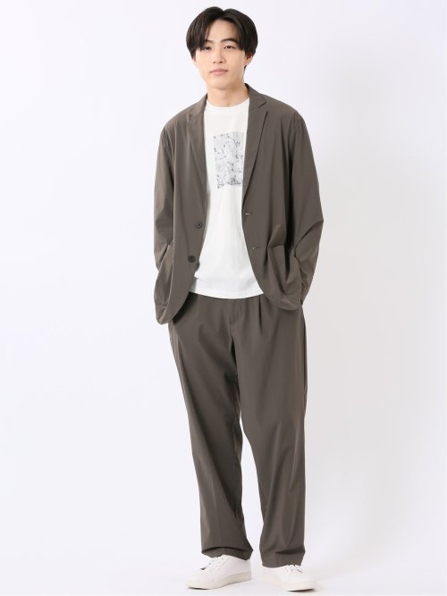 軽量 ストレッチ ナイロン混 2ボタン ジャケット(セットアップ可能)