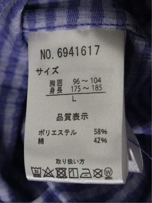 ストレッチ ギンガムサッカー スタンドカラー半袖シャツ