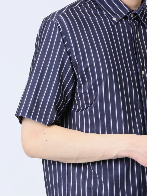 ストレッチ ボタンダウン半袖シャツ(M 75紺): トップス | TAKA-Q