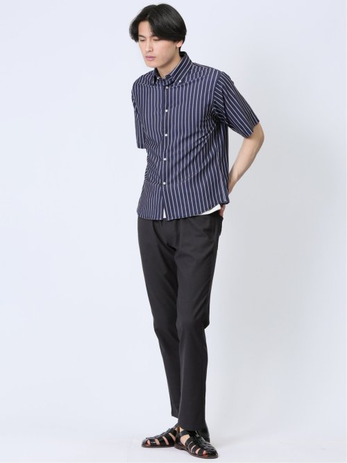 ストレッチ ボタンダウン半袖シャツ(M 75紺): トップス | TAKA-Q