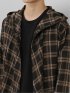 チェック柄 ルーズ フードコーディガン