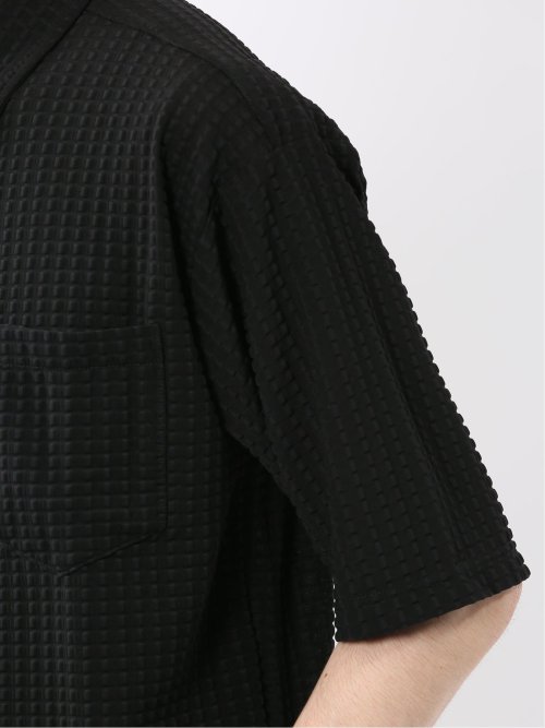 冷感 格子柄ジャガード 半袖シャツ