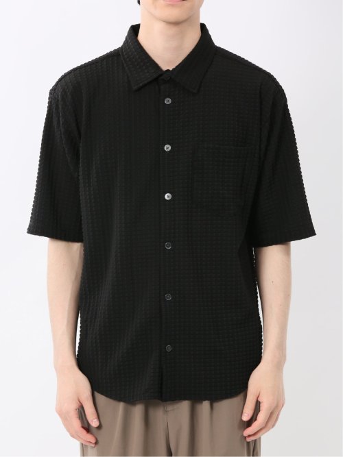 冷感 格子柄ジャガード 半袖シャツ