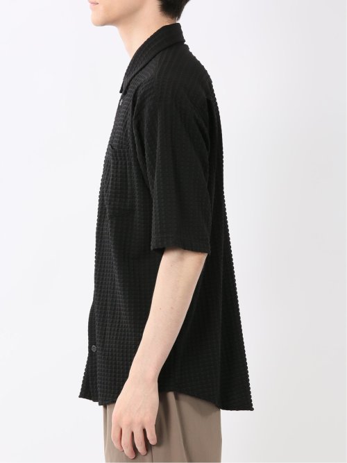 冷感 格子柄ジャガード 半袖シャツ