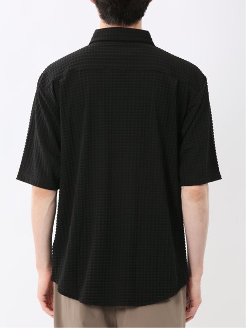 冷感 格子柄ジャガード 半袖シャツ