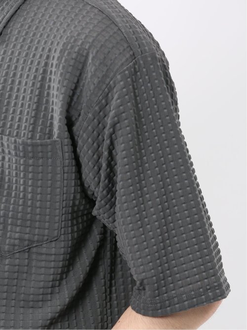 冷感 格子柄ジャガード 半袖シャツ