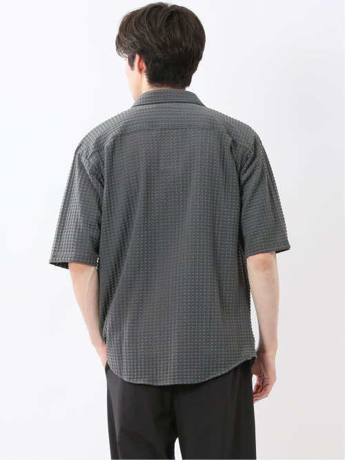 冷感 格子柄ジャガード 半袖シャツ