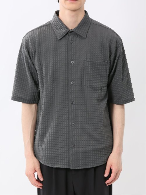 冷感 格子柄ジャガード 半袖シャツ