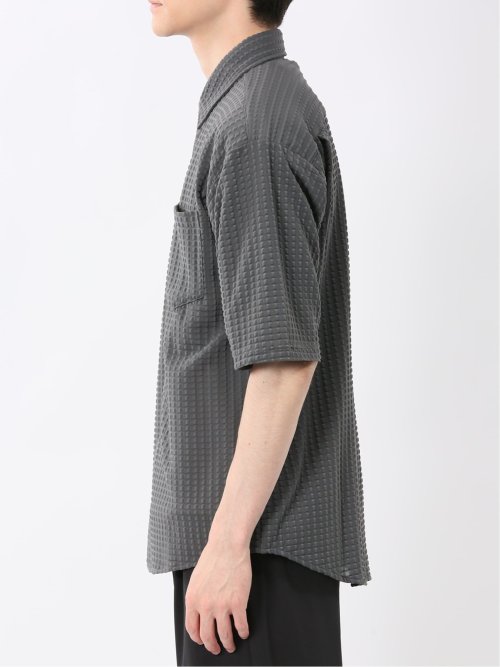 冷感 格子柄ジャガード 半袖シャツ