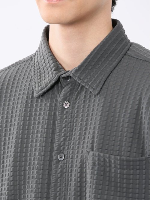 冷感 格子柄ジャガード 半袖シャツ