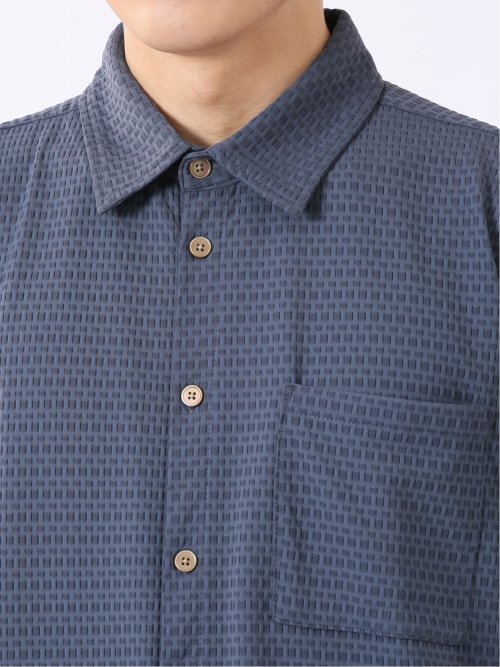 接触冷感 ストレッチ イージーケア ジャガード レギュラーカラー 半袖 シャツ