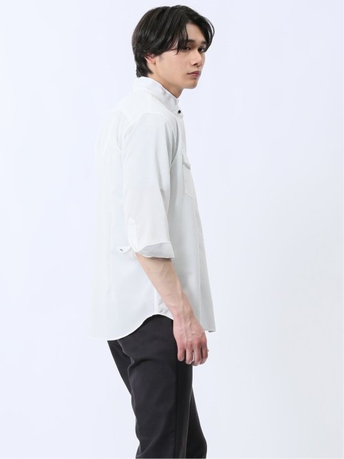 ストレッチ 楊柳 スタンドカラー7分袖シャツ