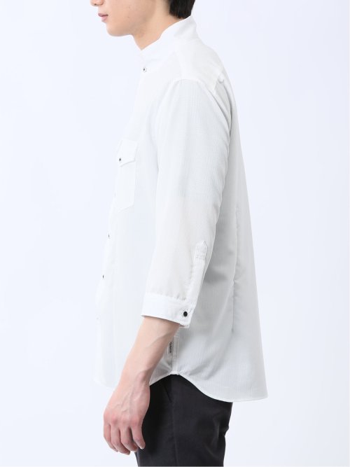 ストレッチ 楊柳 スタンドカラー7分袖シャツ