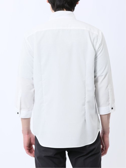 ストレッチ 楊柳 スタンドカラー7分袖シャツ