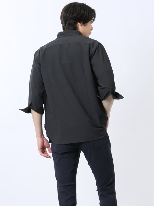 ストレッチ 楊柳 スタンドカラー7分袖シャツ