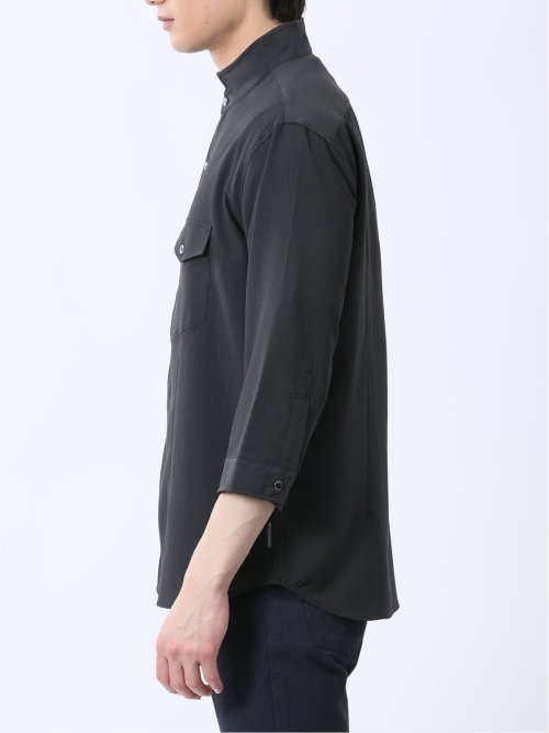 ストレッチ 楊柳 スタンドカラー7分袖シャツ