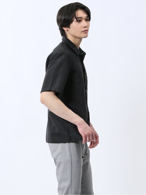 ジャガード レギュラーカラー半袖シャツ