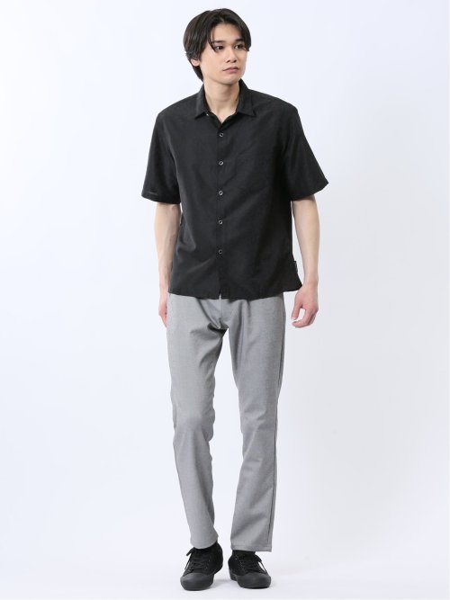 ジャガード レギュラーカラー半袖シャツ