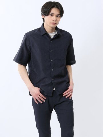 ジャガード レギュラーカラー半袖シャツ