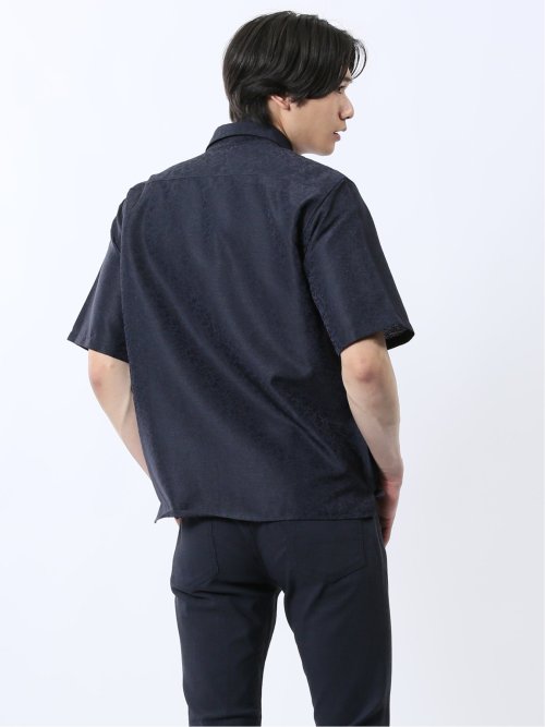 ジャガード レギュラーカラー半袖シャツ