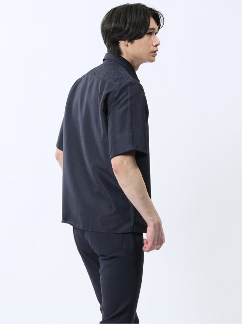 ジャガード レギュラーカラー半袖シャツ