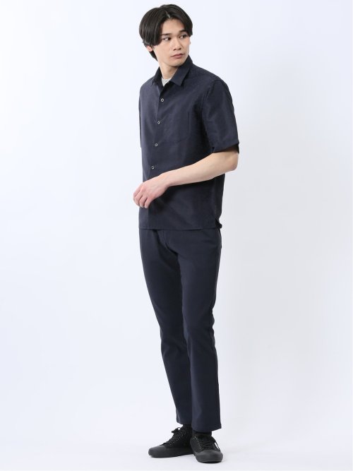 ジャガード レギュラーカラー半袖シャツ